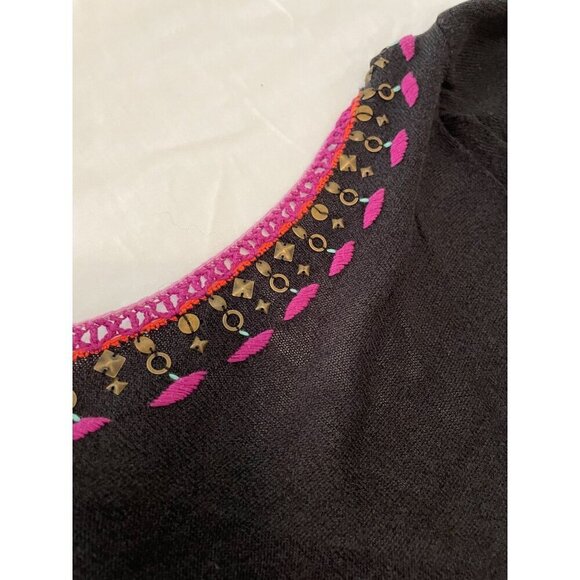 Anthropologie Nanette Lepore Women's Dress S  Black With Colorful Embroidery  53 - Picture 5 of 8